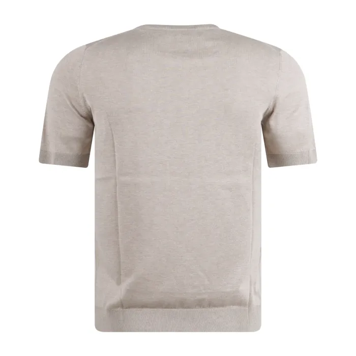 Gran Sasso - T-shirt beige manica corta in maglia di seta per uomo | paricollo