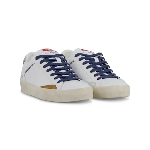 Crime London - Sneakers bianca in pelle con dettagli distressed su tomaia e