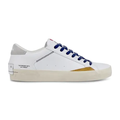 Crime London - Sneakers bianca in pelle con dettagli distressed su tomaia e