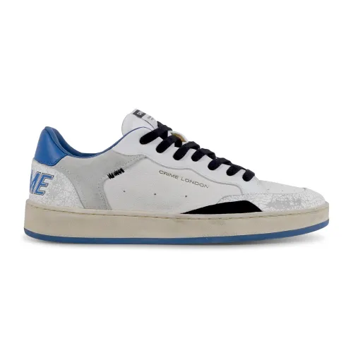 Crime London - Sneakers bianca in pelle chelsea con dettaglio blu per uomo |