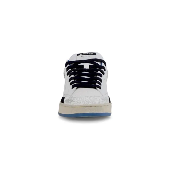 Crime London - Sneakers bianca in pelle chelsea con dettaglio blu per uomo |