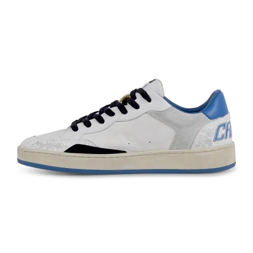 Crime London - Sneakers bianca in pelle chelsea con dettaglio blu per uomo |