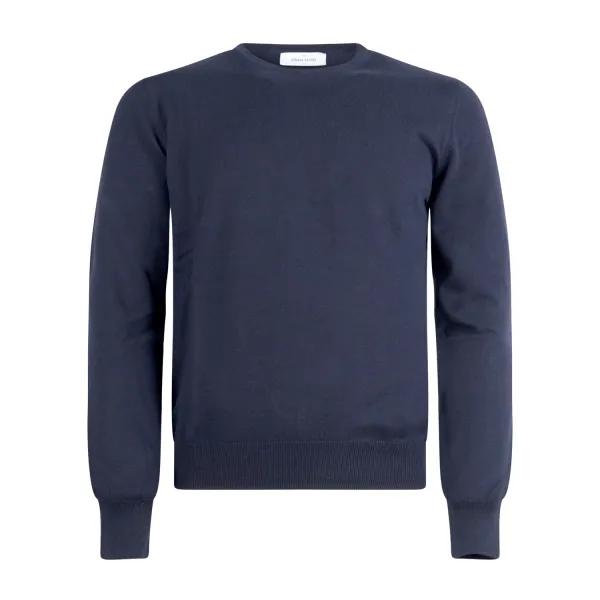 Gran Sasso - Maglione girocollo blu in cotone per uomo | paricollo m/l 55167