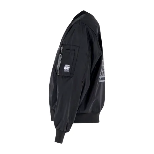 Propaganda - Giubbotto nero bomber Triangle Cobrahm con ricamo sul retro per