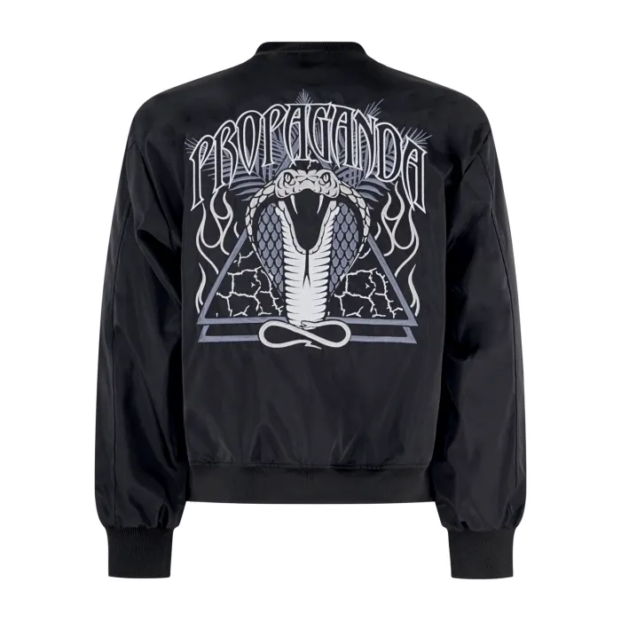 Propaganda - Giubbotto nero bomber Triangle Cobrahm con ricamo sul retro per