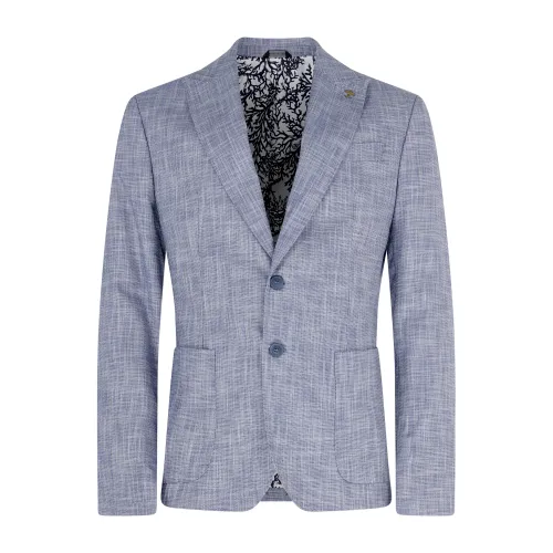 Havana & Co - Giacca celeste monopetto microfantasia per uomo | h2958a g5620e
