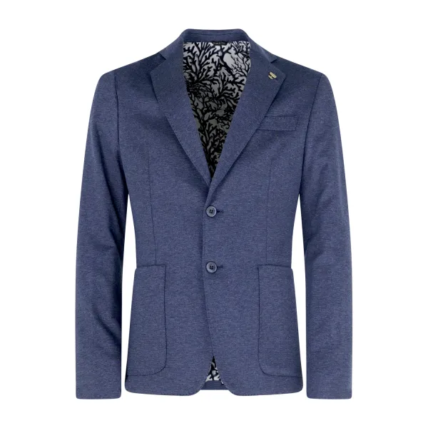 Havana & Co - Giacca blu monopetto in viscosa microlavorata per uomo | h2396j
