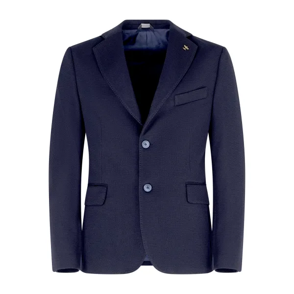 Havana & Co - Giacca blu monopetto in jersey in drop4 per uomo | h2449d4j
