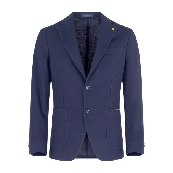 Sartoria Latorre - Giacca blu monopetto in jersey di cotone per uomo | jf84