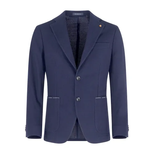 Sartoria Latorre - Giacca blu monopetto in jersey di cotone per uomo | jf84