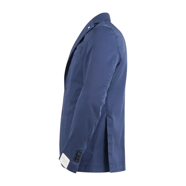 L.B.M. 1911 - Giacca blu monopetto in cotone slavato decostruita e sfoderata 2