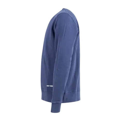 Roy Roger's - Felpa blu girocollo con logo stampato sul fondo per uomo |