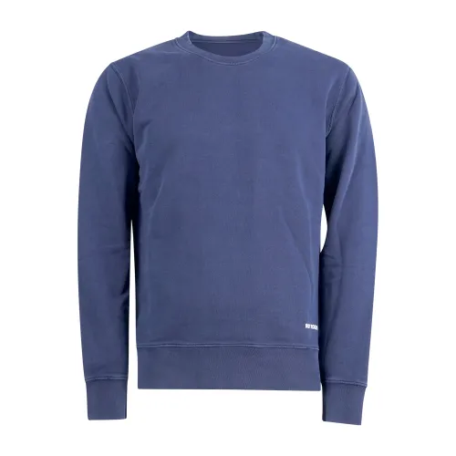 Roy Roger's - Felpa blu girocollo con logo stampato sul fondo per uomo |