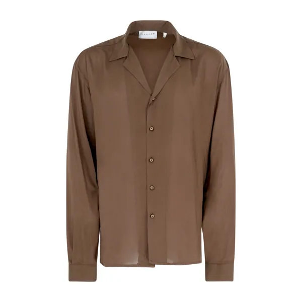 Marsem - Camicia marrone manica lunga in viscosa per uomo | c044 t238 060moro