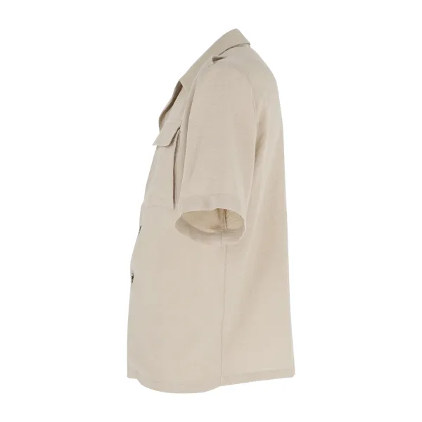 Marsem - Camicia beige manica corta con tasche sul petto per uomo | c054 2