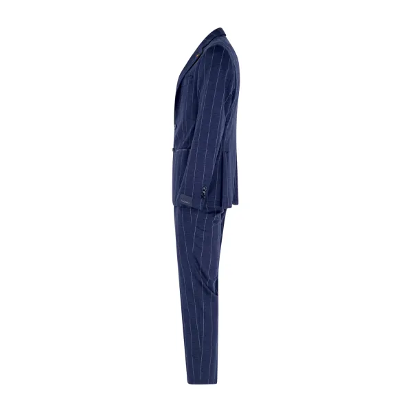 Sartoria Latorre - Abito blu monopetto a righe in jersey di lana vergine DR8 2