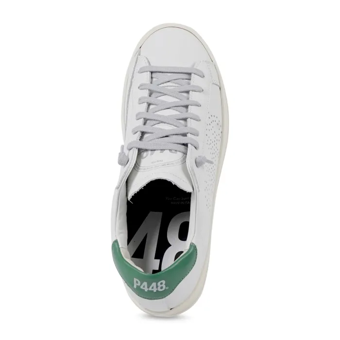 P448 - Sneakers bianche in pelle con logo traforato per uomo | cojohn