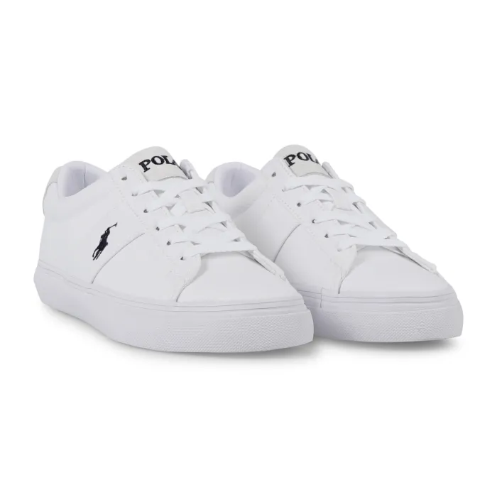 Polo Ralph Lauren - Sneakers bianca Sayer in cotone con patch logo per uomo |