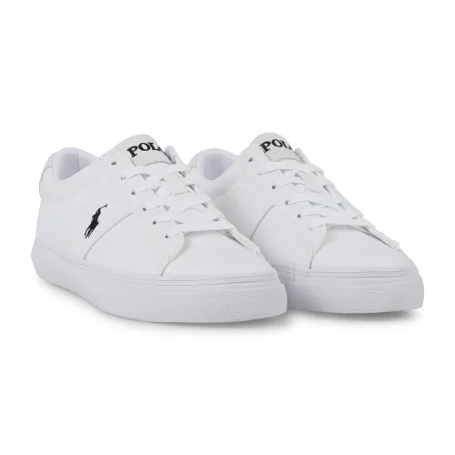 Polo Ralph Lauren - Sneakers bianca Sayer in cotone con patch logo per uomo |