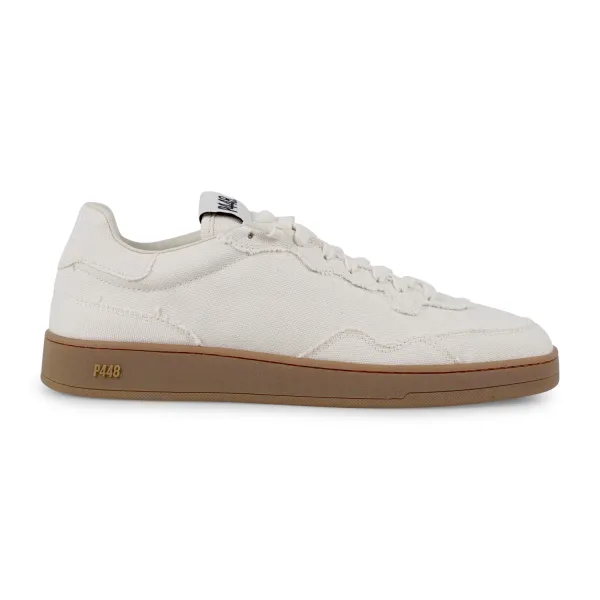 P448 - Sneakers bianca in canvas per uomo | vert7 cream-check