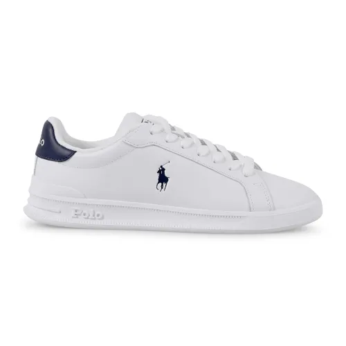 Polo Ralph Lauren - Sneakers bianca Heritage Court in pelle con patch logo per