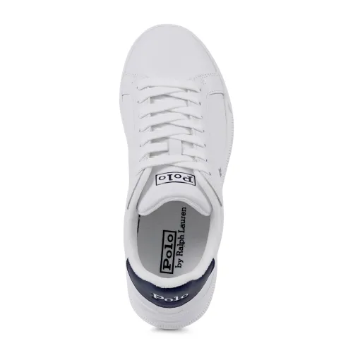 Polo Ralph Lauren - Sneakers bianca Heritage Court in pelle con patch logo per