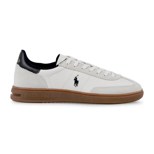 Polo Ralph Lauren - Sneakers bianca Bedford in pelle e camoscio con patch logo