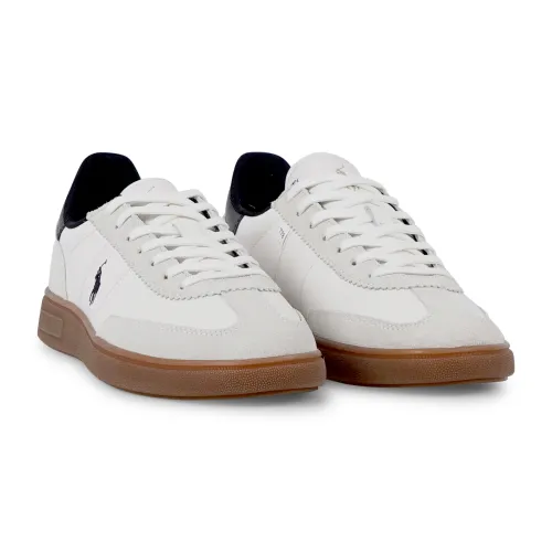 Polo Ralph Lauren - Sneakers bianca Bedford in pelle e camoscio con patch logo