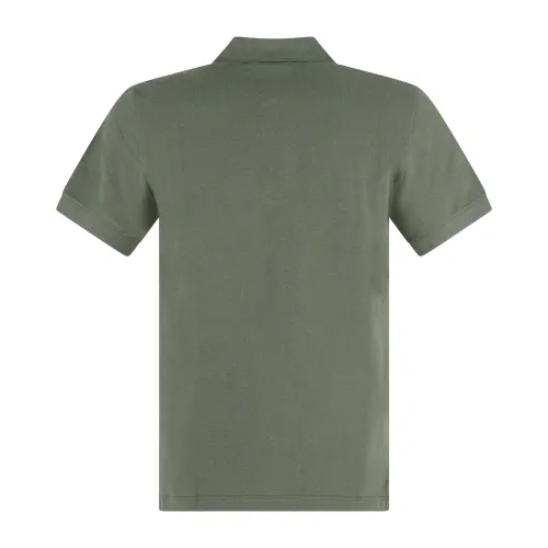 Emporio Armani - Polo verde manica corta con patch logo sul petto per uomo |