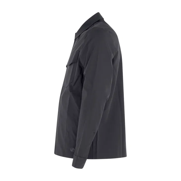 Unity - Camicia nera a manica lunga in tessuto tecnico con tasche sul fronte