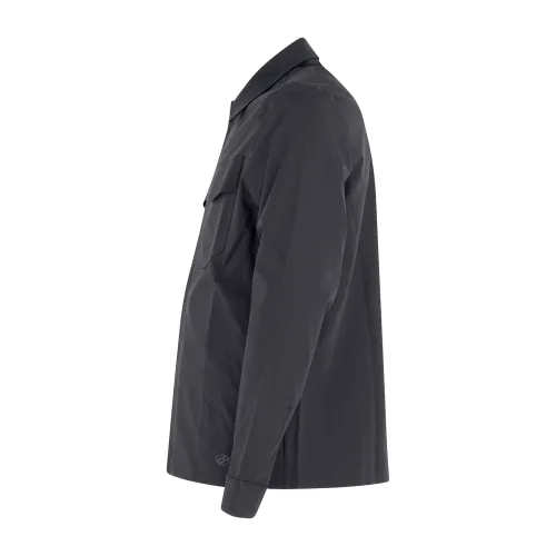 Unity - Camicia nera a manica lunga in tessuto tecnico con tasche sul fronte