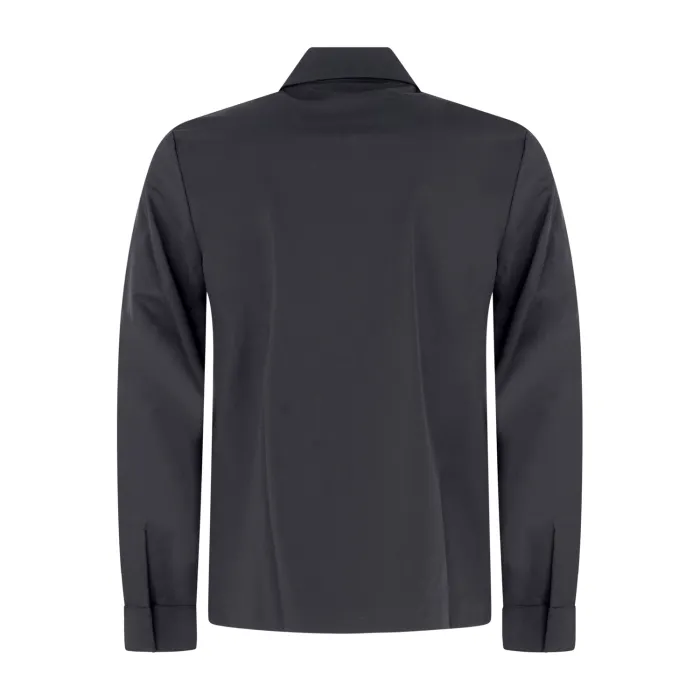 Unity - Camicia nera a manica lunga in tessuto tecnico con tasche sul fronte