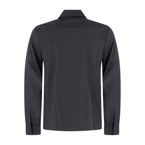 Unity - Camicia nera a manica lunga in tessuto tecnico con tasche sul fronte