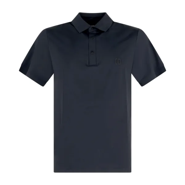 DUNO - Polo nera in tessuto tecnico con logo termosaldato per uomo | turbo