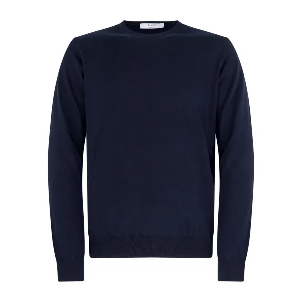 +39 Masq - Maglione girocollo blu manica lunga in cotone per uomo | m5425-1000