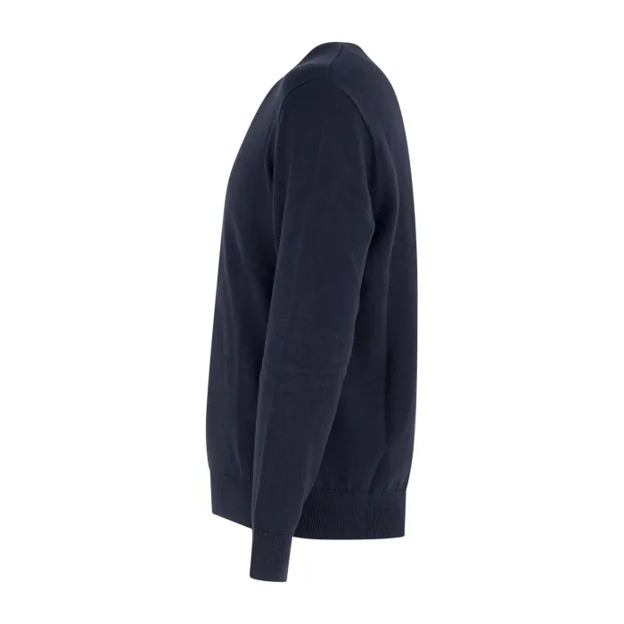 Armani Exchange - Maglione blu girocollo con ricamo logo sul petto per uomo |