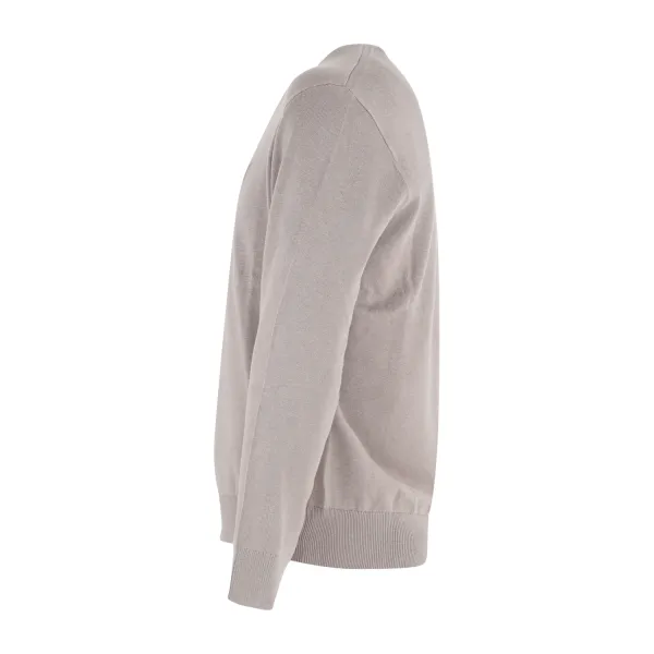Armani Exchange - Maglione beige girocollo con ricamo logo sul petto per uomo | 2