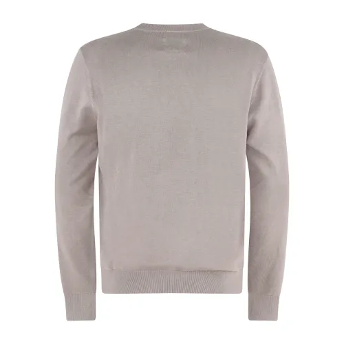 Armani Exchange - Maglione beige girocollo con ricamo logo sul petto per uomo |