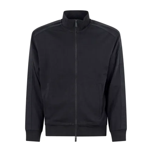 Armani Exchange - Felpa nero con zip e bande logate tono su tono per uomo |