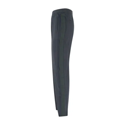 Armani Exchange - Pantalone tuta blu con bande logate laterali tono su tono per