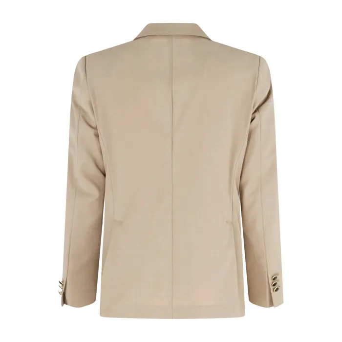Marsem - Abito beige doppiopetto basso in frescolana con pantalone largo per