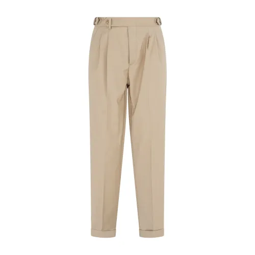 Marsem - Abito beige doppiopetto basso in frescolana con pantalone largo per
