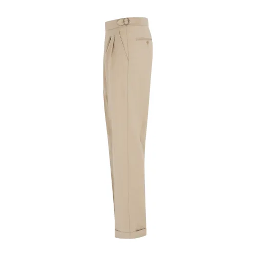 Marsem - Abito beige doppiopetto basso in frescolana con pantalone largo per