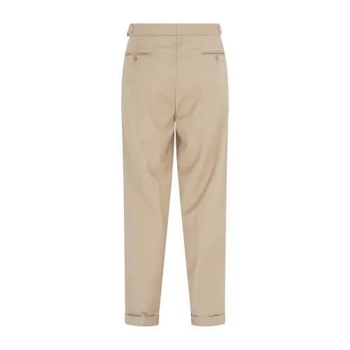 Marsem - Abito beige doppiopetto basso in frescolana con pantalone largo per