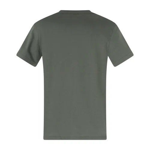 Emporio Armani - T-shirt verde manica corta con stampa logo sul fronte per uomo