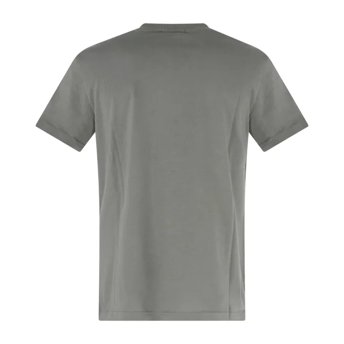 Emporio Armani - T-shirt verde manica corta con ricamo logo sul petto per uomo
