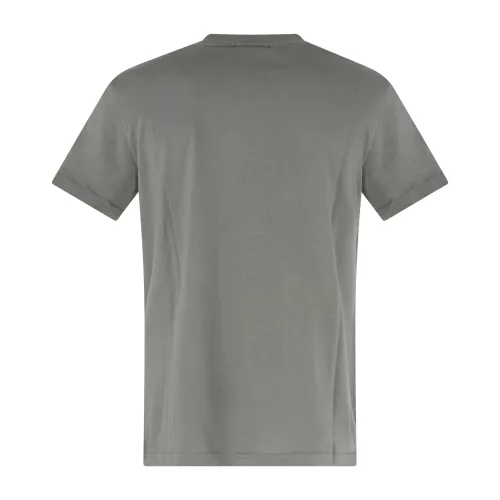 Emporio Armani - T-shirt verde manica corta con ricamo logo sul petto per uomo