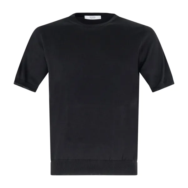 +39 Masq - T-shirt nero manica corta in maglia di cotone per uomo | m5425-1002