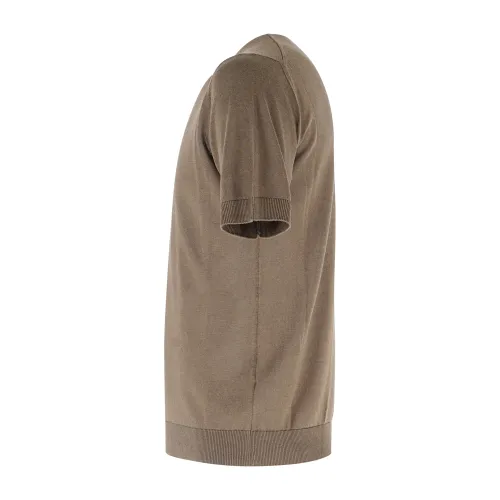 +39 Masq - T-shirt marrone manica corta in maglia di cotone e seta per uomo |