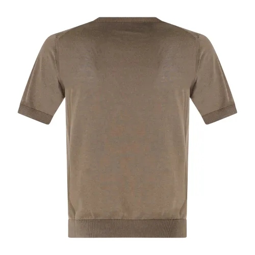 +39 Masq - T-shirt marrone manica corta in maglia di cotone e seta per uomo |